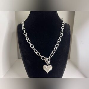 Heart bling rhinestones necklace